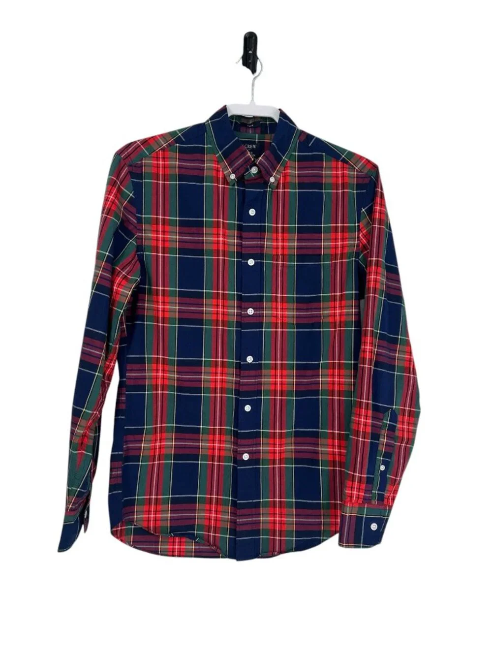 J. Crew Men’s Slim Fit Flex Plaid Button Down Shirt Small Navy Red Classic - Picture 2 of 8